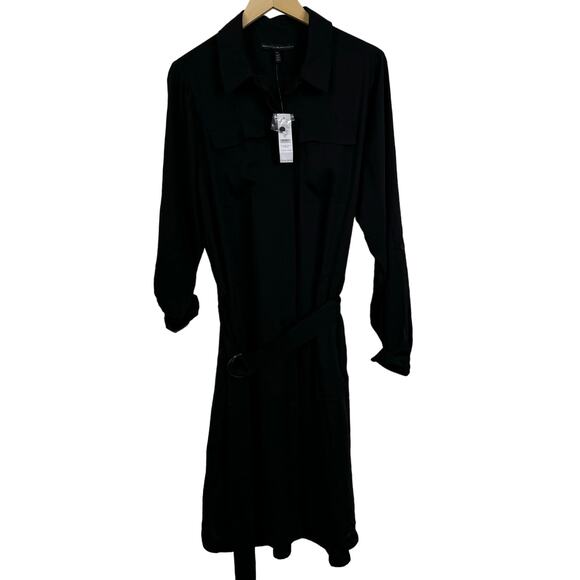 WHBM Black Soft Utility Long Sleeves Removable Belt Shirtdress Size XL NWT $150 - Picture 6 of 12